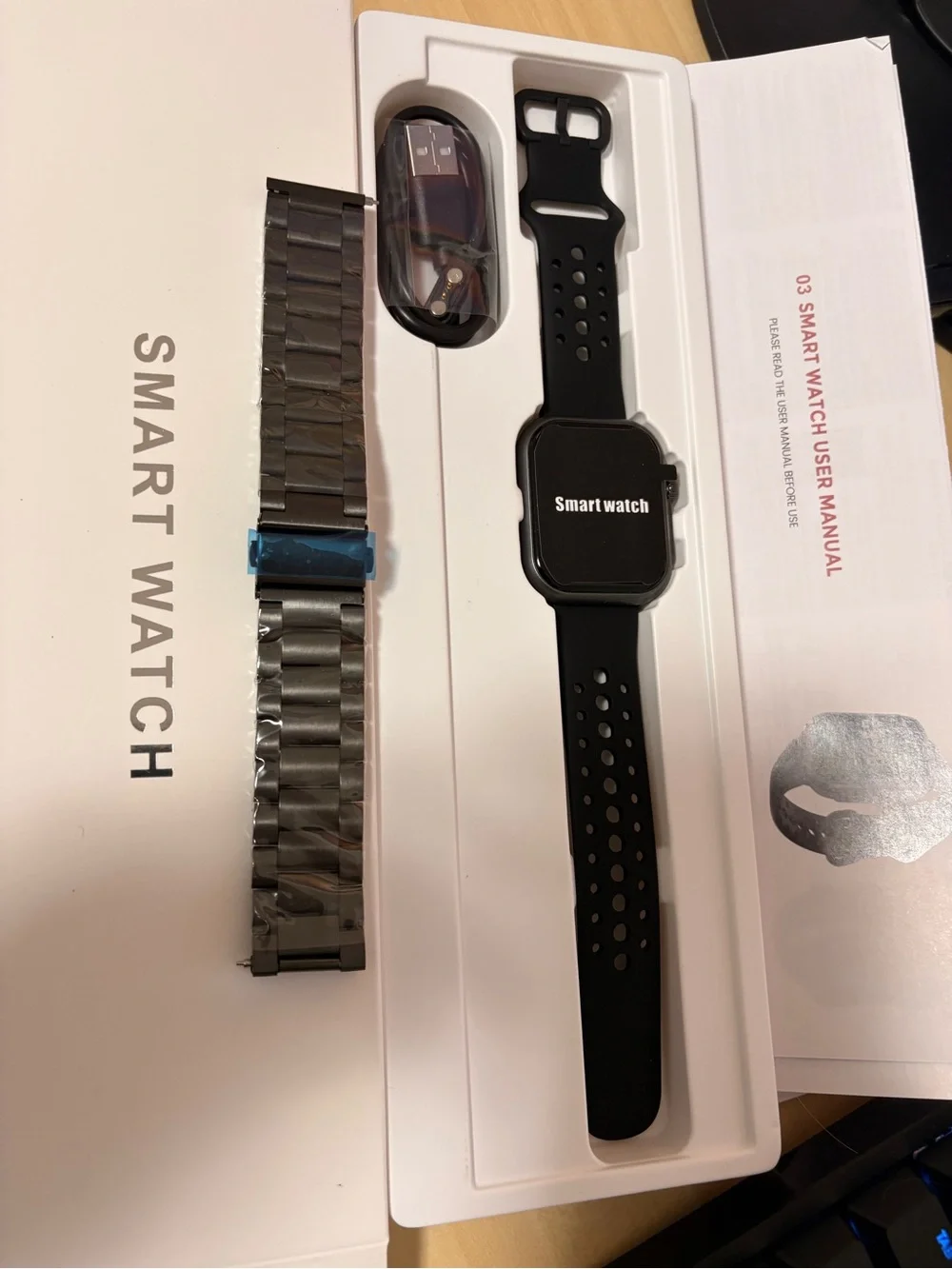 Black Smartwatch with Silicone Sport Band - 1000 mAH Battery AI assist Unbranded